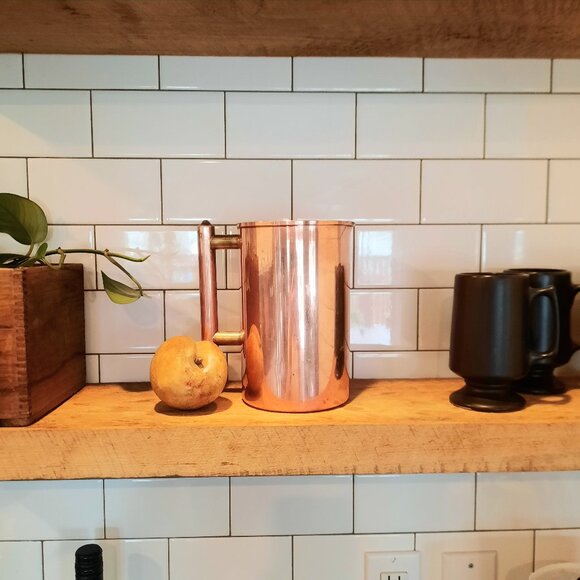 Vintage Solid Copper Pitcher, 7 1/2" Tall/4 1/2" Diameter - Picture 1 of 11